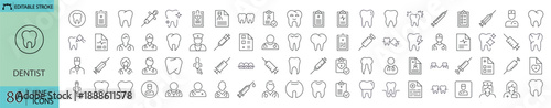 Dentist Icon Vector, Dental Care and Oral Health, Tooth Clinic and Oral Hygiene Symbol