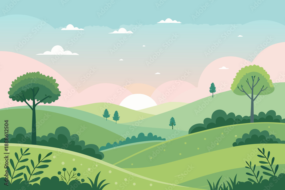 Obraz premium Calm Nature With Rolling Hills And Sof Professional Photo Ideal for Marketing