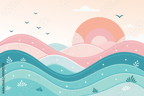 Depicting Cute With Soft Waves And Rounded Shape Elegant Creative Visual