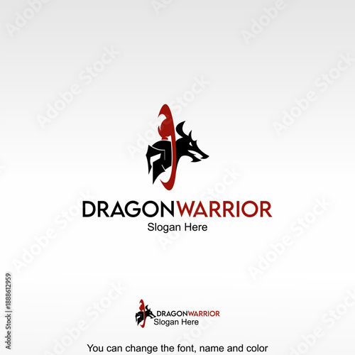 Red Dragon Warrior Logo Template Design Vector. An aggressive dragon symbol representing strength, authority, and fearlessness.