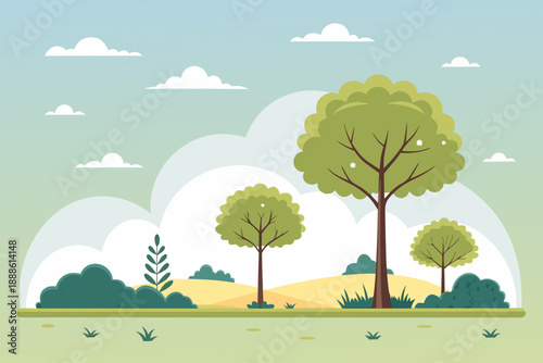 Minimal Countryside With Trees And Clo Premium Digital Asset Ideal for Marketing