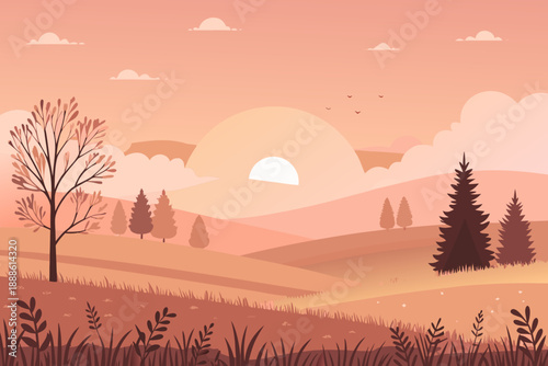 Minimal Sunset Field With Soft Colors Premium Digital Asset Perfect for Editorial Content