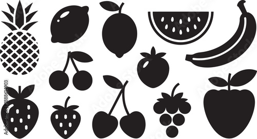 Black and white fruit flat simple minimalistic