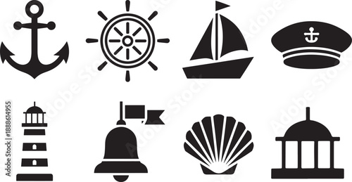 Black and white nautical anchor wheel