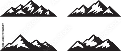 Black and white mountain range peaks