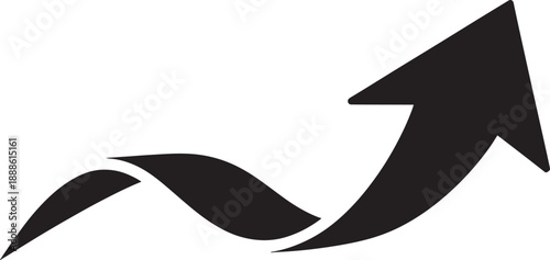 Black arrow pointing upwards with a wavy line growth