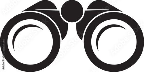 Black binoculars on white background black and white optics vision observation desi