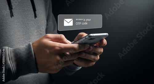 Person receiving a one-time password notification on their smartphone for secure login.