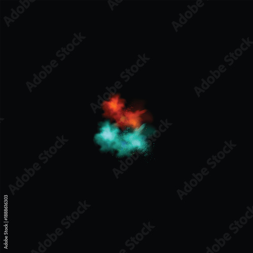 Color Powder Explosion Abstract on Black Background, Vibrant Paint Dust Splash