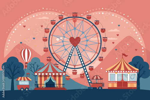 Beautiful Love Themed Carnival Scene With Heart Ferri Creative Visual