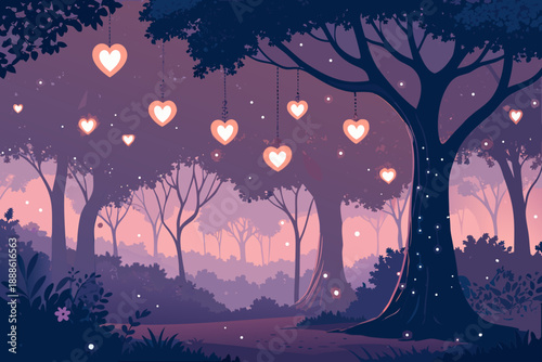 Featuring Magical Valentine Forest With Glowing Heart Stunning Professional Photo