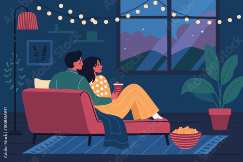 Featuring Romantic Movie Night Home Couple Sof Crisp Professional Photo
