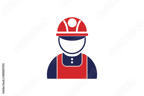 Industrial worker icon character wearing safety helmet and protective workwear vector illustration