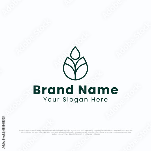 Minimalist leaf logo design with clean line style, suitable for organic brands, eco-friendly businesses