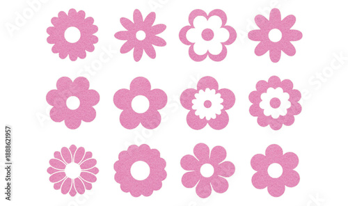 pink felt flower decoration set