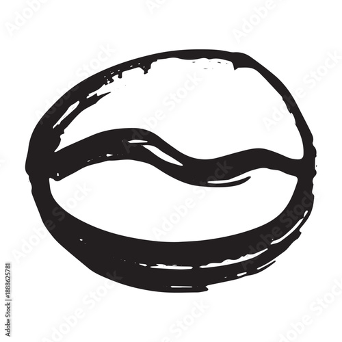 Hand drawn fresh roasted coffee bean Arabica robusta seed doodle Single element for print, web, design, decor