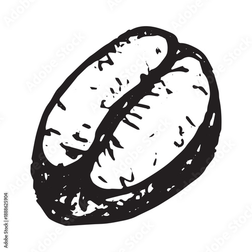 Hand drawn fresh roasted coffee bean Arabica robusta seed doodle Single element for print, web, design, decor