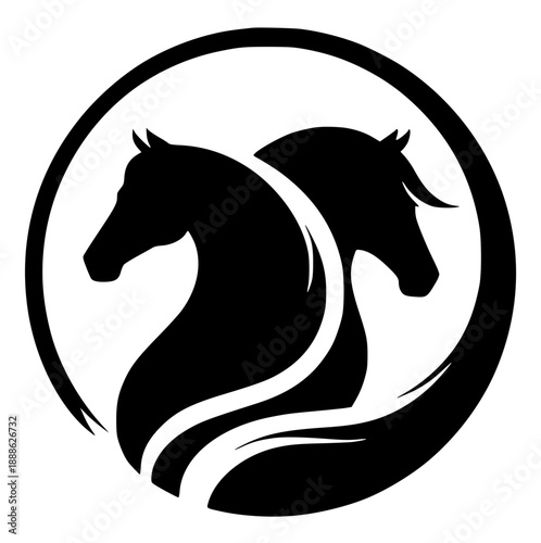 Two horse head logo silhouette