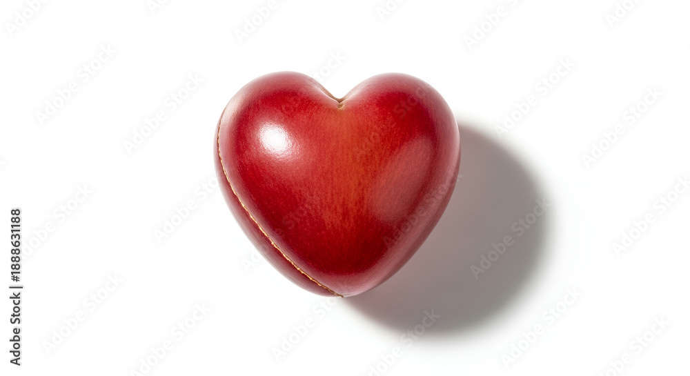 Fototapeta premium Shiny heart-shaped red object with a gleam on a bright background