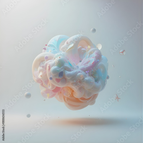 Abstract Floating Organic Shape with Soft Pastel Fluid Forms