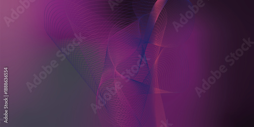 Abstract purple smoke waves with smooth motion and flowing energy create a magic swirl pattern against a dark black background design