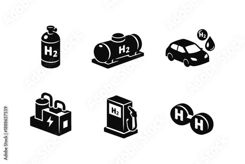 Hydrogen Energy Icons Set