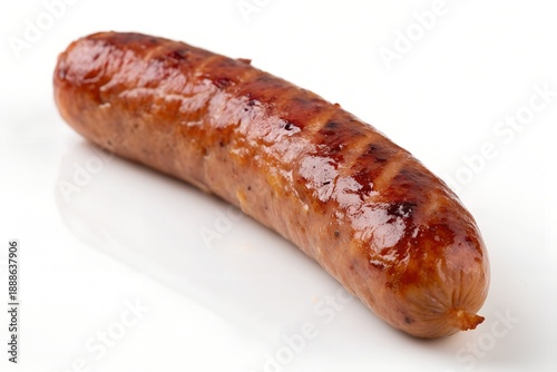 Grilled sausage on white background