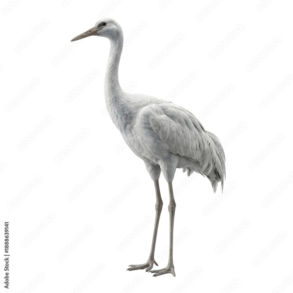Obraz premium Elegant white crane bird standing gracefully isolated on transparent background