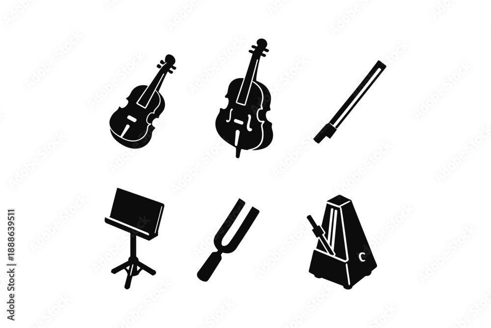 Obraz premium Classical Music Instruments Icons