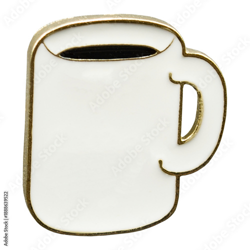 Canvas Print Coffee cup pin mockup for designers, shown as a clean metal accessory template