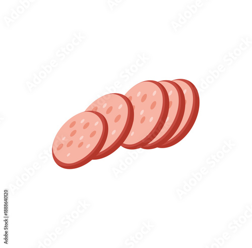 Bologna sausage sliced. Vector illustration.