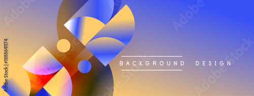 Abstract shapes blend vibrant colors. Gradient background creates dynamic visual effect. Modern design element for digital projects.