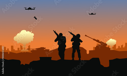Drone attack war illustration