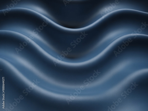 A close-up view of a wavy blue fabric with smooth folds