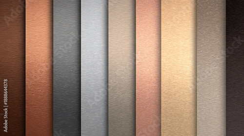 Vertical Swatches of Brushed Metal Textures in Earthy Tones