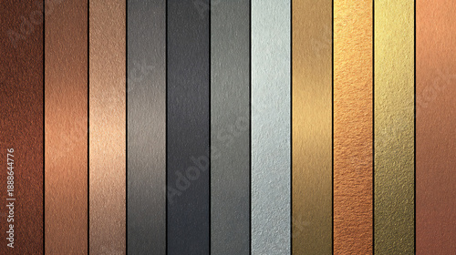 Vertical Swatches of Brushed Metal Textures in Various Colors