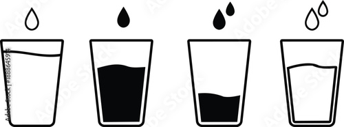 Water Drops and Glass: Illustrating the impact of a liquid, such as water, falling into the glass. 