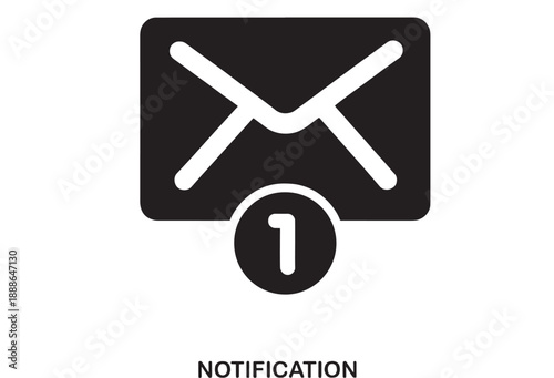 Black outline icon of an envelope with a single notification badge indicating one new message, simple flat design style