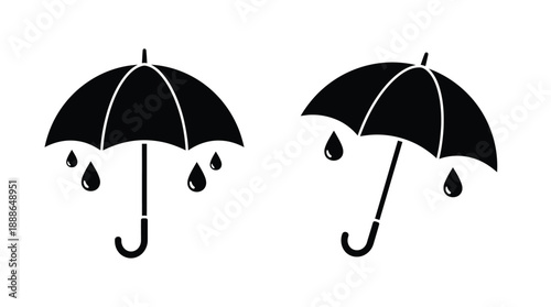 Two black umbrellas with raindrops a striking graphic silhouette