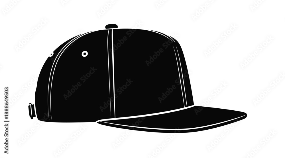 Fototapeta premium A black baseball cap is shown in a striking silhouette