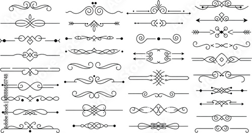 Ornamental lines Collection of decorative ornamental lines and patterns.