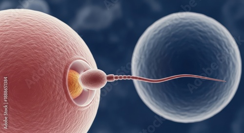 Visual representation of the fertilization process, emphasizing sperm entering the ovum,
