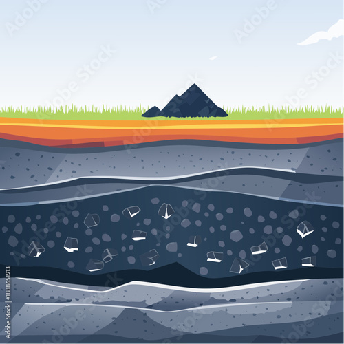 Cross section Illustration of Earth Layers and Resources