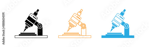 Microscope icons in black orange and blue