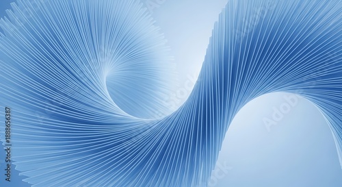 Twisting blue abstract form made of fine parallel lines, creating a sense of dynamic motion and digital flow.