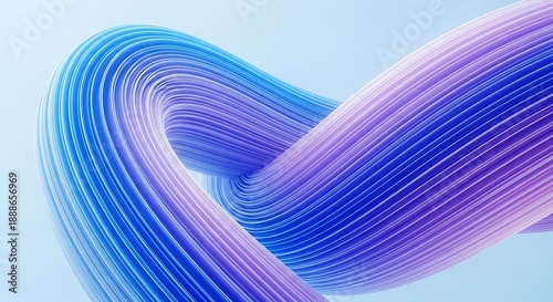 Abstract intertwined form with flowing lines in blue and purple gradients, representing connection, flow, and transformation.