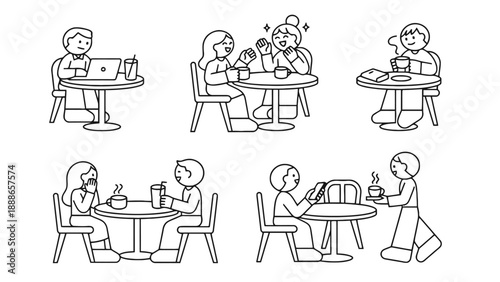 A group of people enjoying coffee and conversation at a cafe