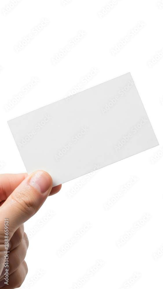 Fototapeta premium Hand holding blank card isolated on transparent background