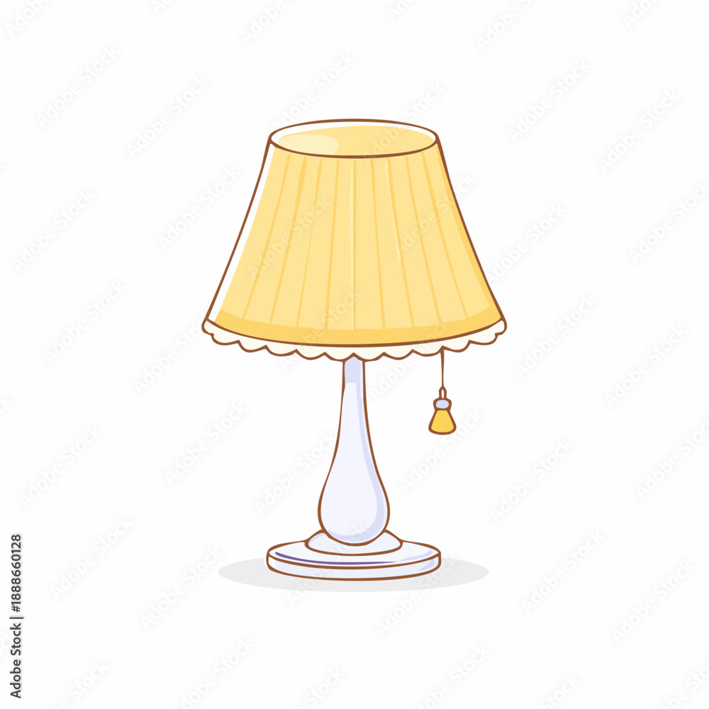 Obraz premium Delightful illustration of a classic table lamp featuring a pleated yellow lampshade, ideal for creating cozy illumination and a warm ambiance in any home decor concept