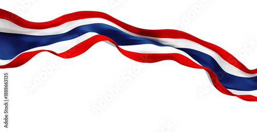 Vászonkép Thailand flag ribbon isolated on transparent background with copy space 3D rende